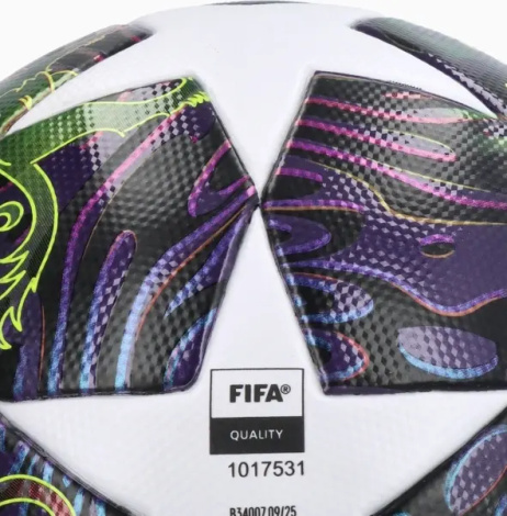 Футбольный мяч Adidas UEFA CHAMPIONS LEAGUE FINAL LEAGUE BOX 26 BUDAPEST бело-фиолетово-лаймовый
