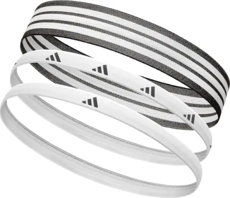 Повязки на голову Adidas HAIRBANDS MONOCHROME 3PK белые, черно-белая (3 штуки) ADAC-16162