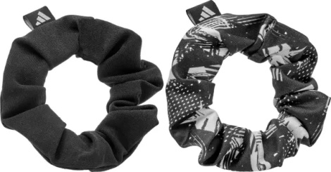 Резинки для волос женские Adidas HAIR SCRUNCHIES 2PK черная, черно-белая (2 штуки) ADAC-16500