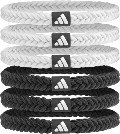 Резинки для волос Adidas BRAIDED HAIR TIES 6PK черные, белые (6 штук) ADAC-16560