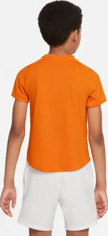 Футболка для тенниса подростковая Nike COURT DRI-FIT VICTORY оранжевая CV7565-834