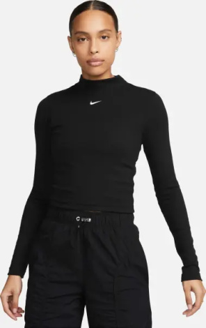 Світшот жіночий Nike SPORTSWEAR ESSENTIAL RIBBED MOCK-NECK чорний DV7880-010