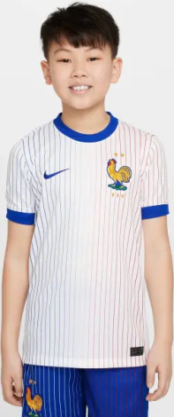 Футболка сборной Франции подростковая Nike FFF DRI-FIT REPLICA 2024-2025 выездная бело-сине-красная FJ4369-100