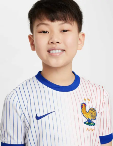 Футболка сборной Франции подростковая Nike FFF DRI-FIT REPLICA 2024-2025 выездная бело-сине-красная FJ4369-100