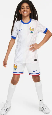 Футболка сборной Франции подростковая Nike FFF DRI-FIT REPLICA 2024-2025 выездная бело-сине-красная FJ4369-100