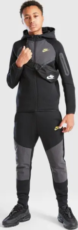 Спортивний костюм підлітковий Nike SPORTSWEAR TECH FLEECE чорно-темно-сіро-жовтий IO1285-010__IO1286-010