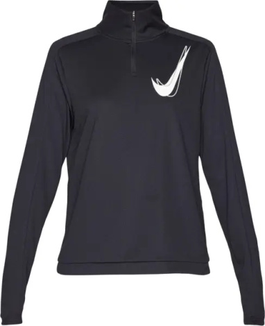 Реглан для бега женский Nike SWOOSH DRI-FIT 1/2-ZIP MID LAYER черный HJ2225-010