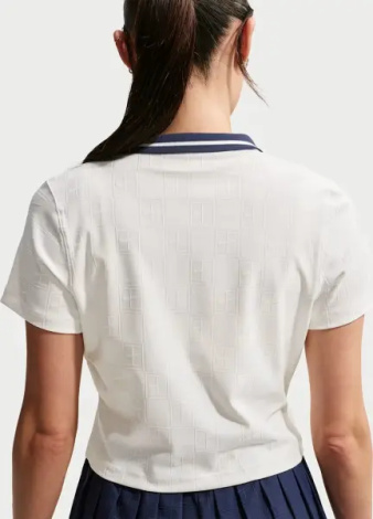 Поло для тенісу жіноче Nike NIKECOURT COLLECTION DRI-FIT CROPPED кремово-темно-синє IB0772-133