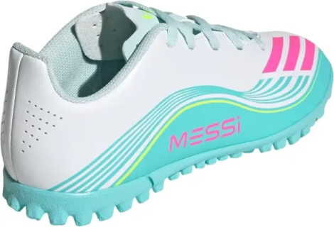 Сороконіжки (шиповки) дитячі Adidas F50 MESSI CLUB TF біло-бірюзово-рожеві JQ0949