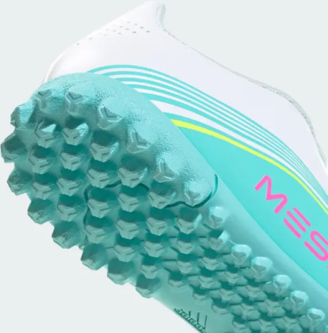 Сороконіжки (шиповки) дитячі Adidas F50 MESSI CLUB TF біло-бірюзово-рожеві JQ0949
