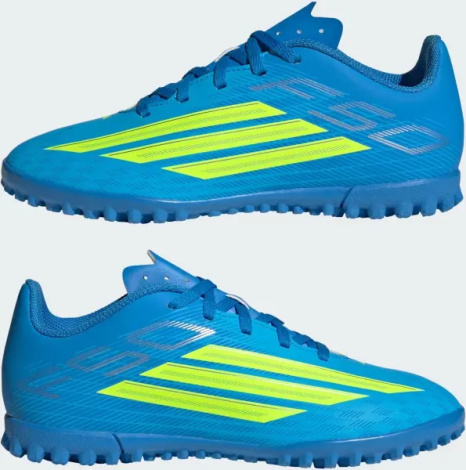 Сороконіжки (шиповки) дитячі Adidas F50 CLUB TF синьо-лимонні JS1491