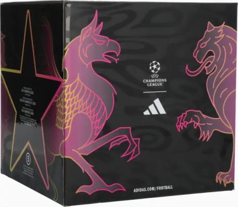 Футбольный мяч Adidas UEFA CHAMPIONS LEAGUE FINAL LEAGUE BOX 26 BUDAPEST бело-фиолетово-лаймовый Размер 5 JX9101