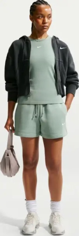 Шорти жіночі Nike SPORTSWEAR PHOENIX FLEECE MID-RISE 10CM світло-зелені IH2108-007