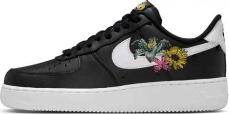 Кроссовки женские Nike AIR FORCE 1 '07 PREMIUM 'FLOWERS' черно-белые IB6644-001