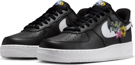 Кроссовки женские Nike AIR FORCE 1 '07 PREMIUM 'FLOWERS' черно-белые IB6644-001