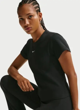 Футболка женская Nike SPORTSWEAR TIGHT RIBBED черная HV4994-010