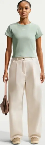 Футболка женская Nike SPORTSWEAR TIGHT RIBBED светло-зеленая HV4994-006