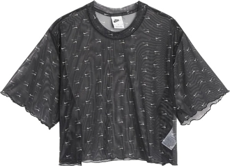 Футболка женская Nike W NSW AIR AOP MESH SS CROP TOP черная DV8245-010