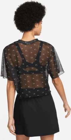 Футболка женская Nike W NSW AIR AOP MESH SS CROP TOP черная DV8245-010
