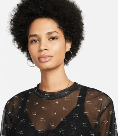Футболка женская Nike W NSW AIR AOP MESH SS CROP TOP черная DV8245-010