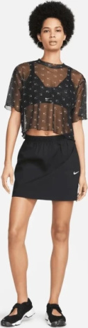 Футболка женская Nike W NSW AIR AOP MESH SS CROP TOP черная DV8245-010