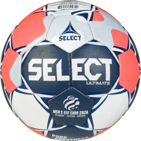 Гандбольный мяч Select ULTIMATE EHF EURO MEN V26 бело-темно-сине-красный Размер 2 351186-749