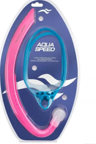 Дыхательная трубка для плавания детская Aqua Speed JUNO JUNIOR розово-голубая 734-03