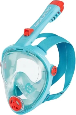 Маска для плавания полнолицевая детская Aqua Speed SPECTRA 2.0 KID бирюзово-красная 248-02