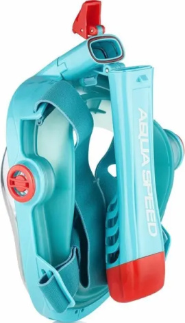 Маска для плавания полнолицевая детская Aqua Speed SPECTRA 2.0 KID бирюзово-красная 248-02