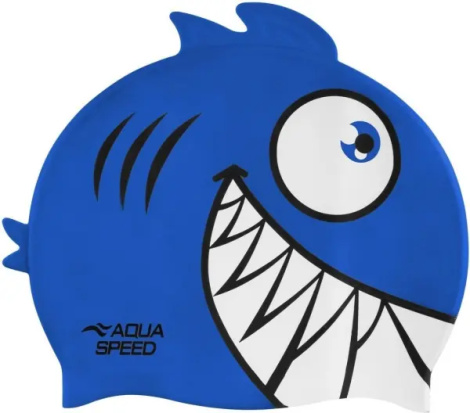 Шапочка для плавания детская Aqua Speed ZOO PIRANA сине-белая 246-01