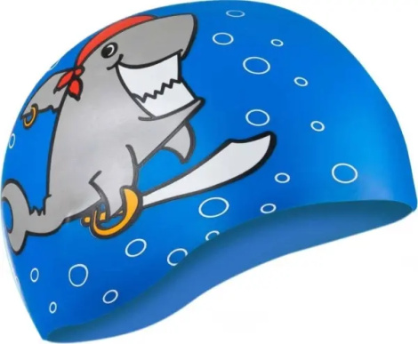 Шапочка для плавания детская Aqua Speed KIDDIE SHARK сине-серая 142-Shark