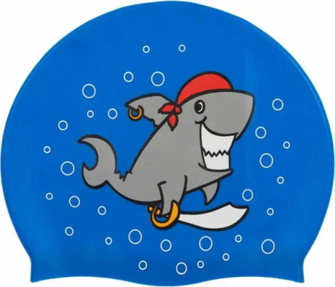 Шапочка для плавания детская Aqua Speed KIDDIE SHARK сине-серая 142-Shark