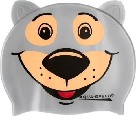 Шапочка для плавания детская Aqua Speed ZOO BEAR серо-бежевая 115-bear