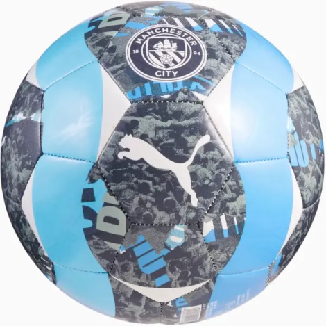Футбольный мяч Puma MANCHESTER CITY 24/25 PRE-MATCH серо-голубо-белый Размер 5 084548-74