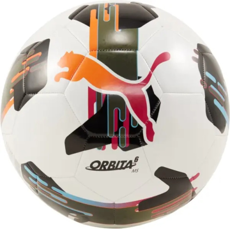 Футбольный мяч Puma ORBITA 6 MS бело-черно-оливковый Размер 5 084335-01