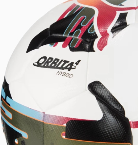 Футбольный мяч Puma ORBITA 4 HYB (FIFA BASIC) S4 бело-черно-оливковый Размер 4 084327-01