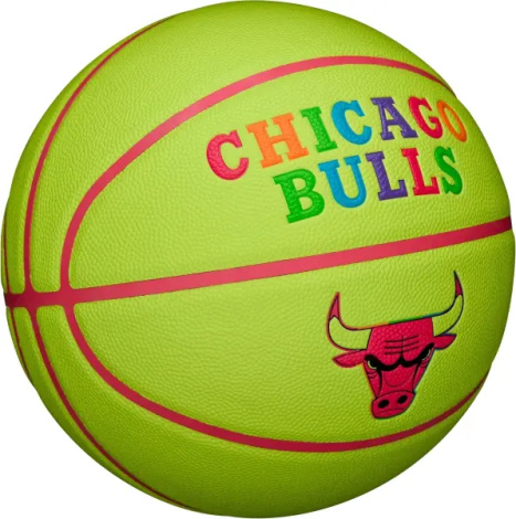 Баскетбольный мяч Wilson NBA TEAM NEON CHICAGO BULLS салатово-розовый Размер 7 WZ4037402XB7