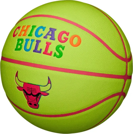 Баскетбольный мяч Wilson NBA TEAM NEON CHICAGO BULLS салатово-розовый Размер 7 WZ4037402XB7
