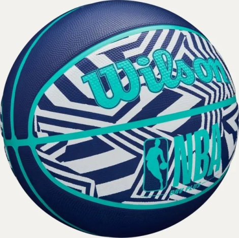 Баскетбольный мяч Wilson NBA DRV PLUS DAZZLE CAMO OUTDOOR INDIGO темно-сине-бирюзово-белый Размер 5 WZ3016102XB5