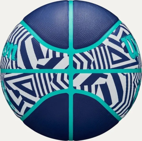 Баскетбольный мяч Wilson NBA DRV PLUS DAZZLE CAMO OUTDOOR INDIGO темно-сине-бирюзово-белый Размер 5 WZ3016102XB5