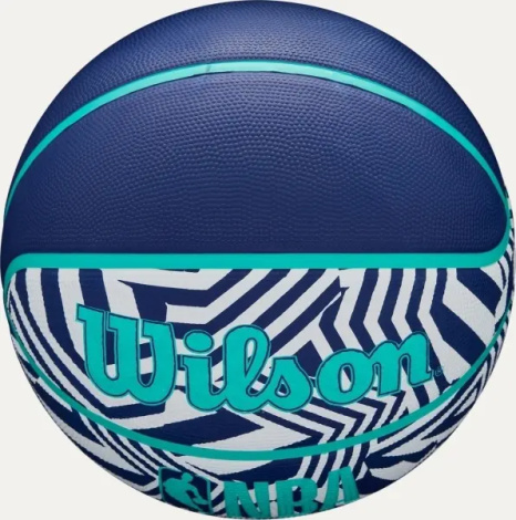 Баскетбольный мяч Wilson NBA DRV PLUS DAZZLE CAMO OUTDOOR INDIGO темно-сине-бирюзово-белый Размер 5 WZ3016102XB5