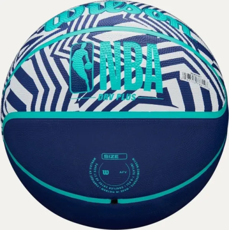 Баскетбольный мяч Wilson NBA DRV PLUS DAZZLE CAMO OUTDOOR INDIGO темно-сине-бирюзово-белый Размер 5 WZ3016102XB5