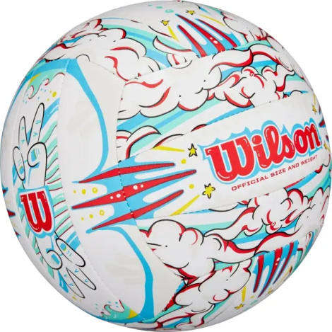 Мяч для пляжного волейбола Wilson GRAFFITI PEACE бело-голубо-красный Размер 5 WV4008302XBOF