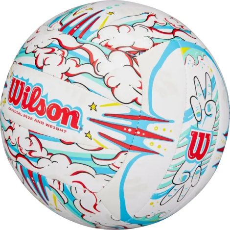 Мяч для пляжного волейбола Wilson GRAFFITI PEACE бело-голубо-красный Размер 5 WV4008302XBOF