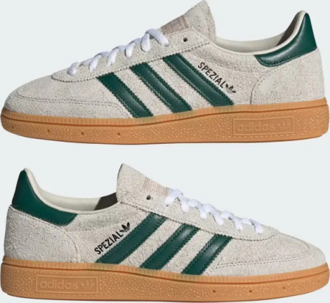 Кеды женские Adidas HANDBALL SPEZIAL бежево-темно-зеленые JS0242