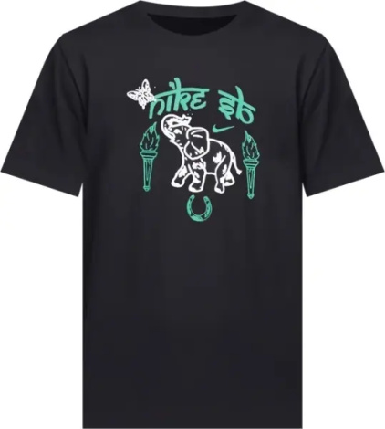 Футболка Nike SB MAX90 SKATE ELEPHANT черно-зелено-белая HJ0804-010
