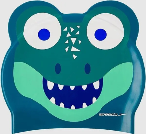 Шапочка для плавання дитяча Speedo CROC PRT CHARACTER CAP IU темно-зелено-темно-бірюзово-темно-синя 8-12240D680