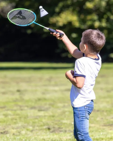 Набор для бадминтона детский Talbot BADMINTON SET 2-ATTACKER JUNIOR (2 ракетки, 2 волана, чехол) салатово-голубой 449410