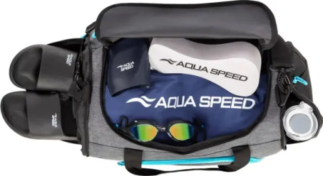 Сумка спортивна Aqua Speed DUFFEL BAG M 35L сіро-блакитно-чорна 141-34