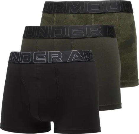 Труси (боксерки) Under Armour PERFORMANCE COTTON 3IN 3-PACK PRINTED BOXERJOCK чорні, оливкові, хакі (3 штуки) 1383892-392